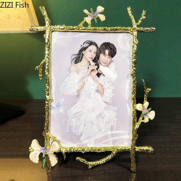 

multi-size gold frames for pictures family portrait golden branches po desk decor frame vintage home decoration