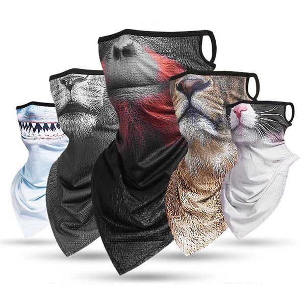 

cycling caps & masks multifunction outdoor balaclava animal print magic scarf triangle face cover breathable hiking camping ski neck gaiter, Black