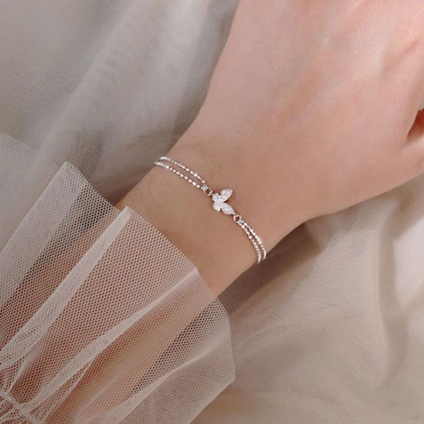 

xxixx 925 sterling silver dainty butterfly bracelet for women micro-set zircon jewelry light luxury net red accessories x-52, Golden;silver