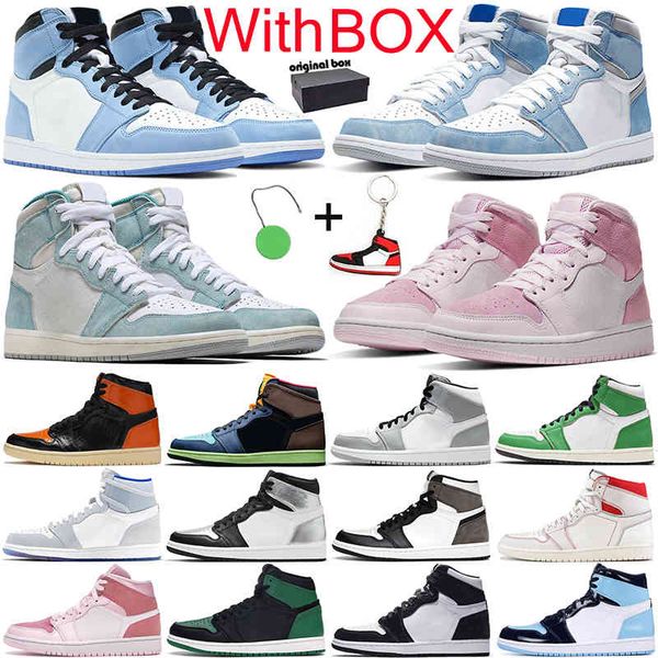 

with box r mens basketball\rshoes jumpman 1s university blue hyper royal 1 dark mocha phantom women platform sneakers outdoor sports, Black