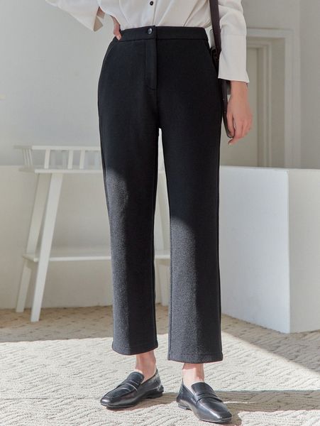 

dazy high waist wool-mix straight leg pants l5xc#, Black;white