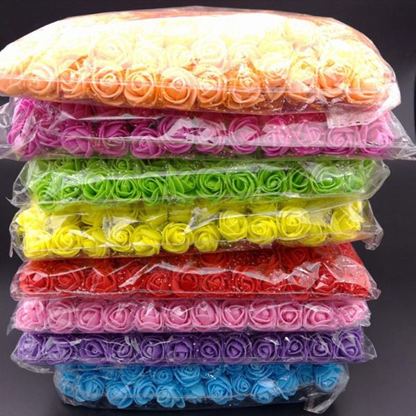 

decorative flowers & wreaths 144pcs 2cm mini foam rose artificial flower bouquet wedding car decoration multicolor