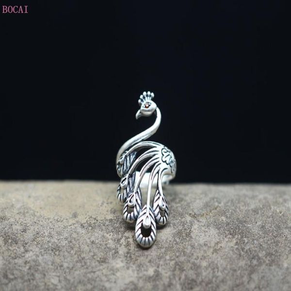 

cluster rings s925 silver fashion modification jewelry women hollow peacock ring, Golden;silver