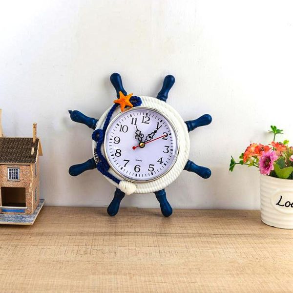 

wall clocks mediterranean style wood rudder anchor clock hanging ship wheel desk table for home living room nautical decor