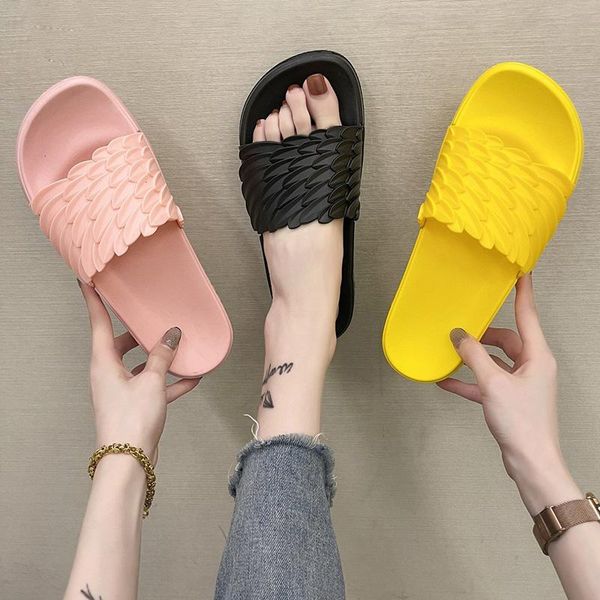 

flat shoes female womens slippers outdoor luxury slides platform low pantofle lady designer summer 2021 girl beach soft rome pu, Black