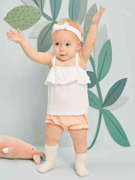 

baby ruffle trim cami & shorts she, Blue