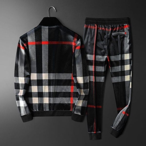 

men's tracksuits european station fashion brand sportswear autumn trend korean versatile jacket casual pants two piece set, Gray