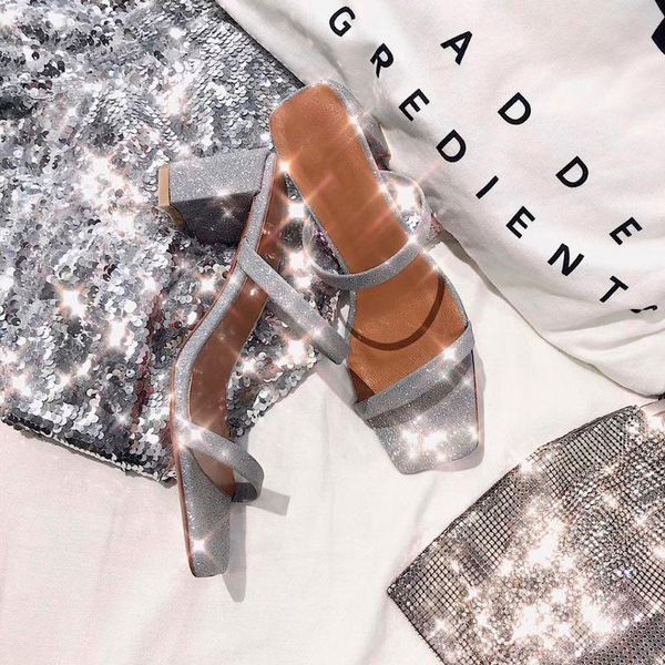 

slippers women's fashion casual open toe outdoor solid colors square heels shoes bling female comfy flat soft beach, Black