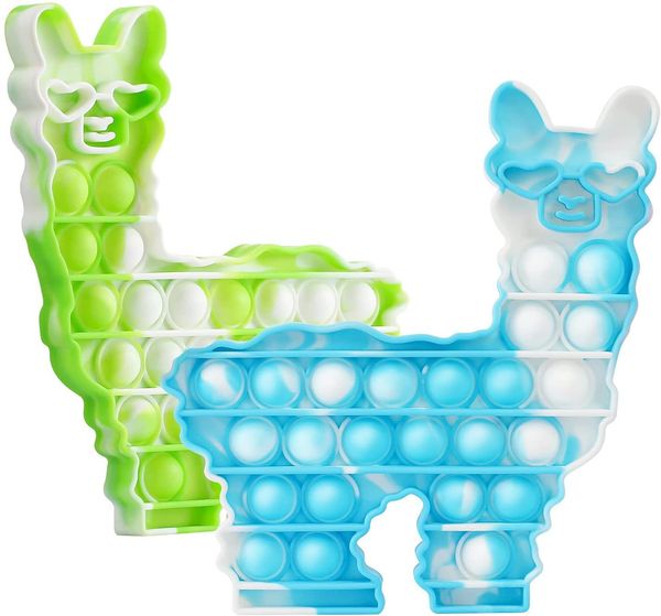 

pop bubble fidget toy llama alpaca shape party tie dye fidget poo-its fingers puzzle silicon squeezy cartoon animal toys stress relief game