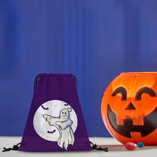 

storage bags halloween drawstring bag polyester backpack portable outdoor shopping kitchen fruit vegetable #tp