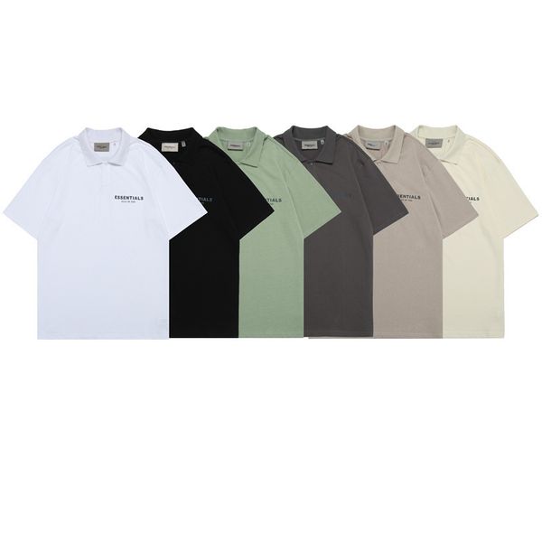 

brand 2021 summer new essentials fog reflective letter polo shirt loose short sleeve t-shirt, White;black