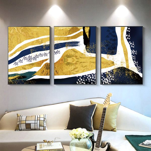 Nordic Modern Abstract Malerei Wandkunst Leinwand Drucken Golden Vogel Poster Für Wohnzimmer Dekoration Bild Kein Rahmen