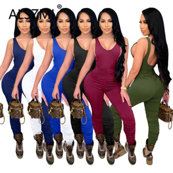 

simple pure color sleeveless skinny jumpsuits tight club party lady fashion sheath bodysuits high street playsuits women's & rompers, Black;white