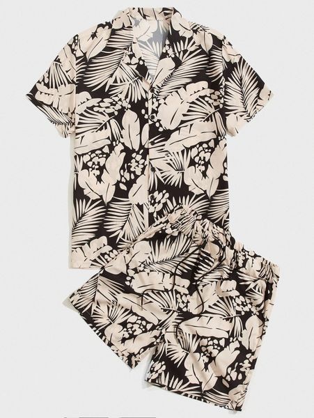 

men tropical print shirt & shorts z2px#, Gray