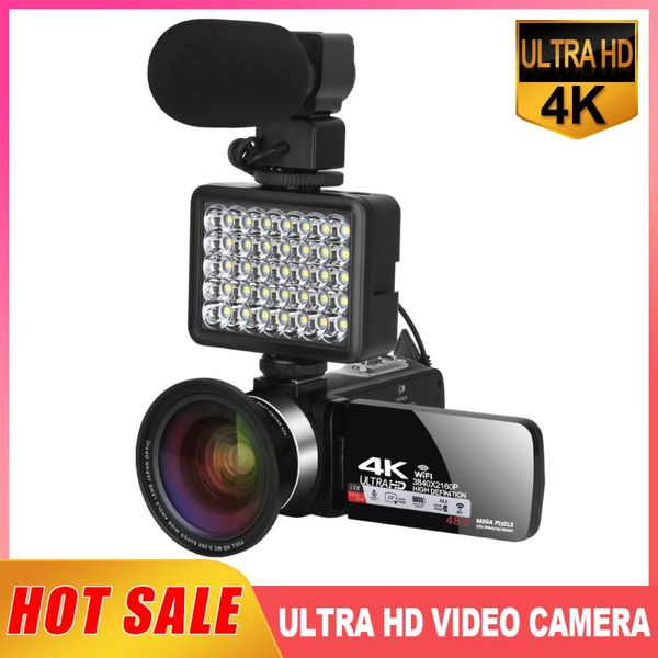 Dijital Kameralar 4K Ultra HD kamera web kamerası Vlogging Video Kamera WiFi Kaydedici Yerleşik Işık 48MP 3.0inch 16x