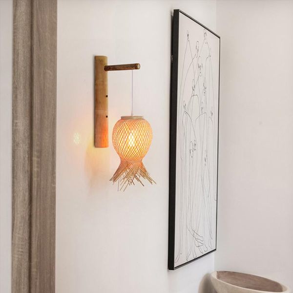 

japanese bedside lamp living room tea shop bedroom wall lamps bamboo art light balcony home aisle indoor lighting