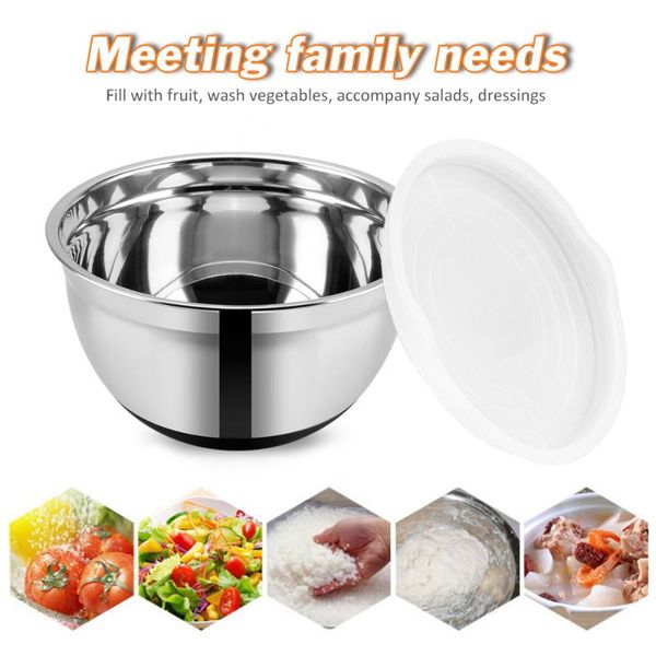

bowls 18cm/20cm/24cm anti-scald with lid non-slip stainless steel kitchen utensil bowl for salad bread pastries cake mixing