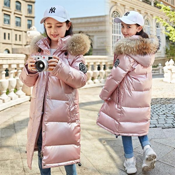 

down coat winter jacket for girls children's clothing outerwear overalls 4-15 years warm clothes kids fur teenage cotton parka, Blue;gray