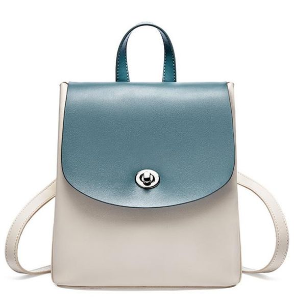 

outdoor bags elegant contrast color cowhide backpack women genuine leather casual bag arrival fashion college christmas gift df139
