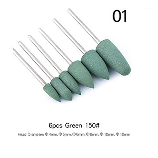 

6pcs/set of silicone polished head nail polish exfoliating manicure machine t accessories1, Silver