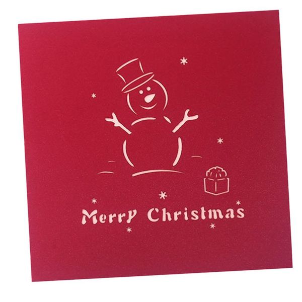 

greeting cards 1pc 3d christmas paper carved snowman wishing (white)