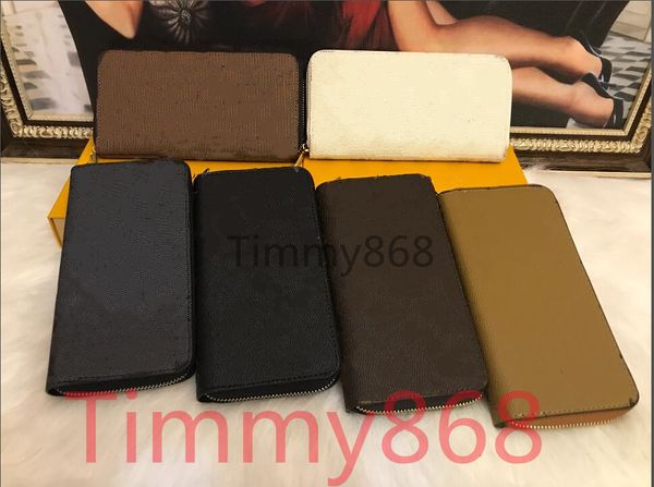 

6 colors single zipper mens and womens wallet vertical long style women purses clutch leather purse card holder embossing wallets with box, Red;black