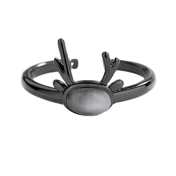 

korean ring female gift oval cat's eye small antler ring personality literary friend couple ring, Silver