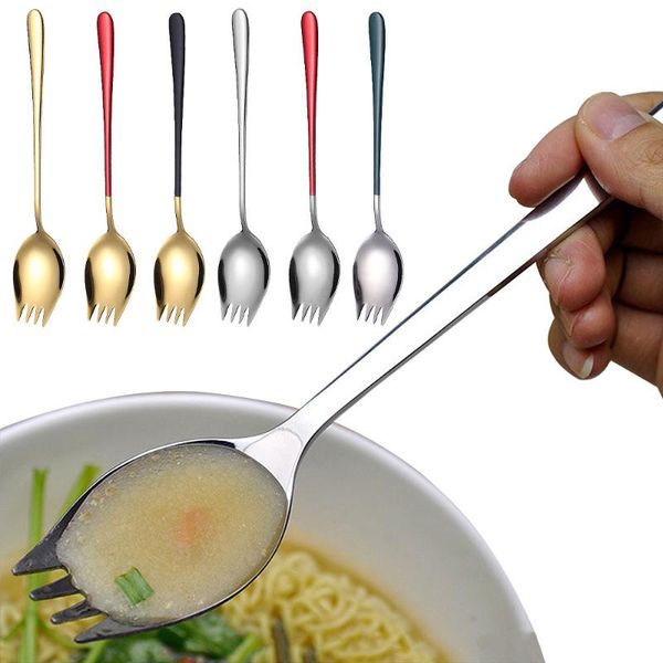 

Forks Stainless Steel Spoon Multi-Functional Fruit Salad Snack Dessert Restaurants Easily Cleaned Soup Camping Tableware