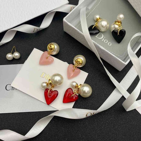 

special offer 2021 luxury designer jewelry s925 silver needle love earrings pearl fashion earrings net red same brass material, Golden;silver