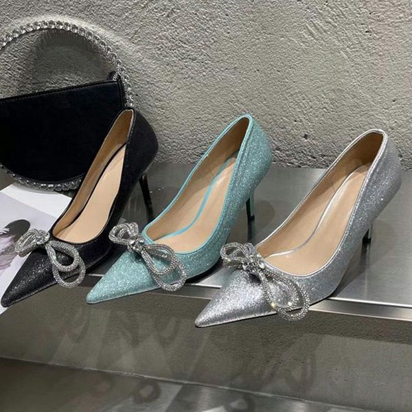 

luxury glitter rhinstone crystal butterfly-knot women pumps pointed toe bling high heels ladies shoes stiletto prom dress, Black