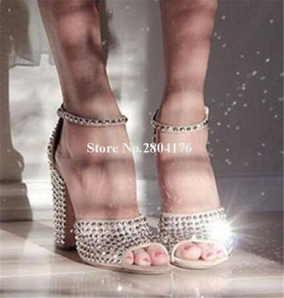 

brand design women fashion peep toe suede leather chunky heel rivet pumps ankle strap thick high heels formal dress shoes, Black