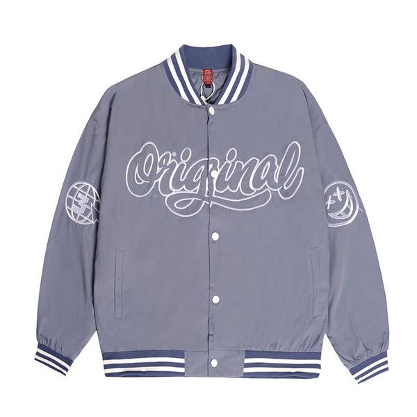 

men's and women's baseball uniform jacket letter embroidery street trend neutral autumn wear black blue yellow m-xl size, Black;brown
