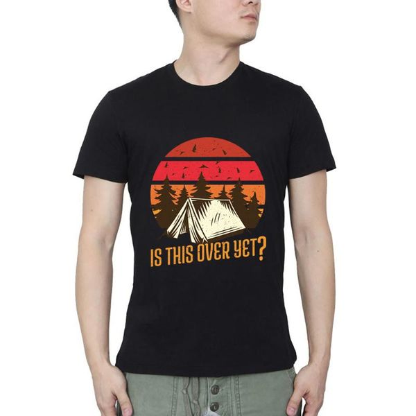 

men's t-shirts camping is this over yet summer hiking or mountain streetwear o neck t-shirt casual, White;black