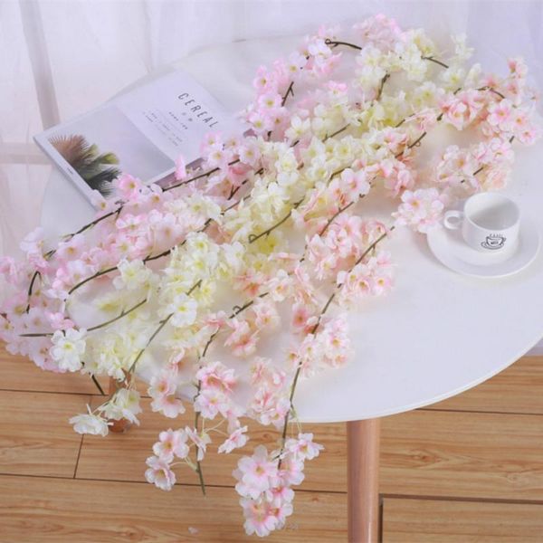 

decorative flowers & wreaths 1pc 1.8m artificial cherry blossom flower rattan fake wall wedding home party arch hanging decoration garland p