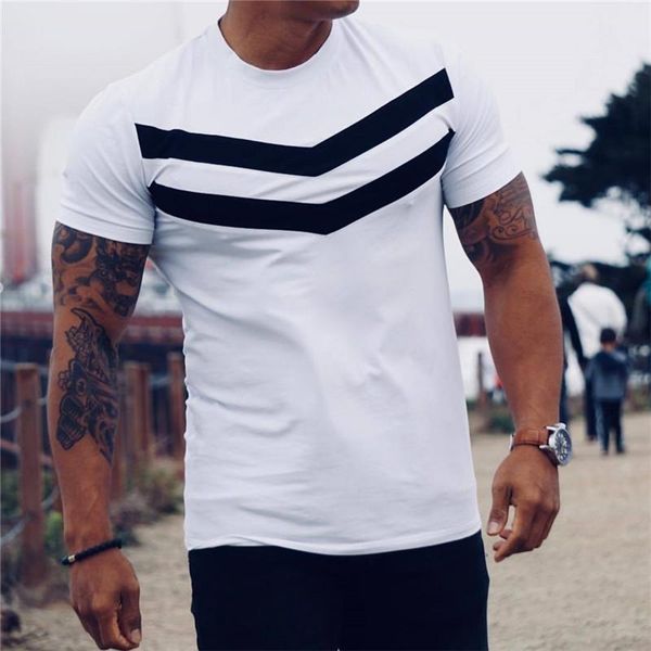 

men t-shirt cotton short sleeves black undershirt male solid stripe mens tee summer brand clothing homme camiseta masculina men's t-shi, White;black