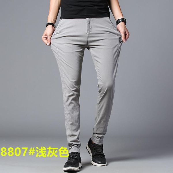 

classic style spring and summer men's thin casual pants fashion pencil stretch waist brand trousers, Black