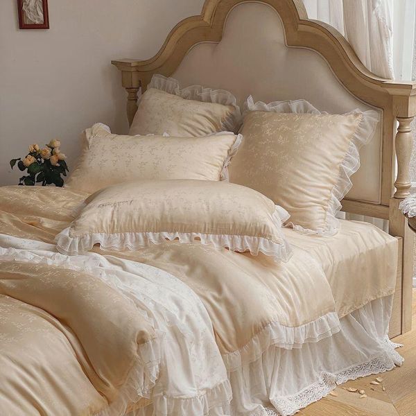 

bedding sets lenzing tencel cooling silky soft duvet cover bed sheet pillowcase luxury champagne white princess girls set 4/7pcs