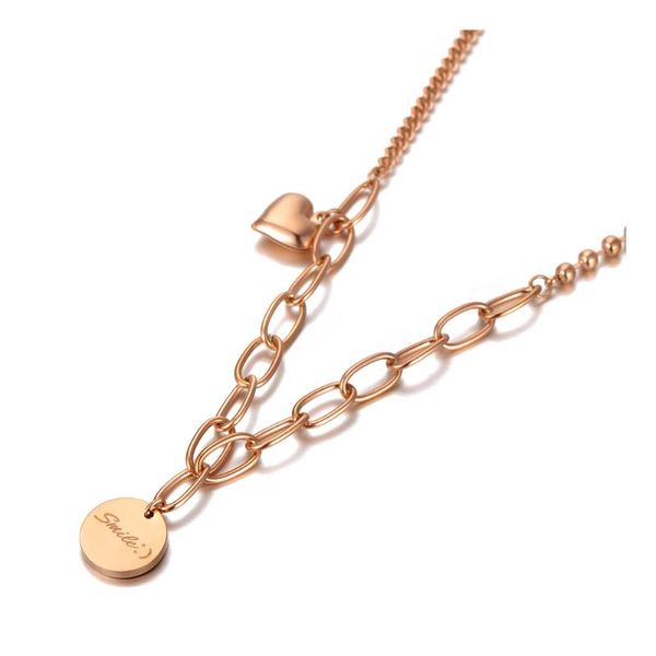 

chokers rose gold smile love heart charm pendant necklace for women titanium stainless steel bohemia party n20139, Golden;silver