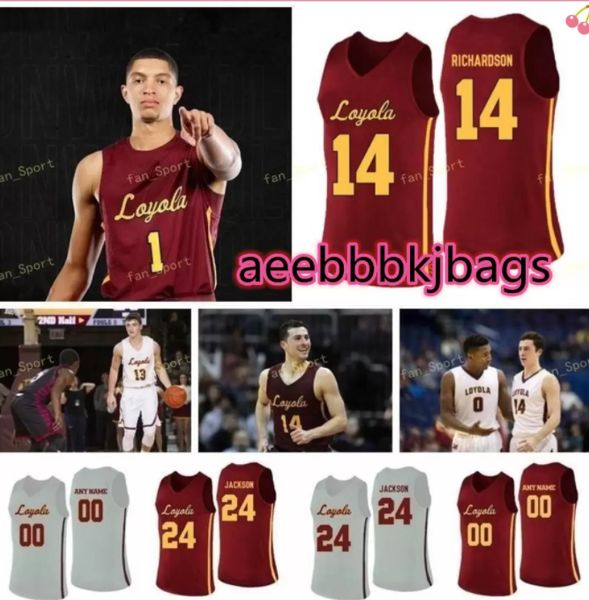 

ncaa college loyola chicago ramblers basketball jersey will alcock 5 clemons marques townes 50 jalon pipkins 64 sister jean 98 custom stitch, Black