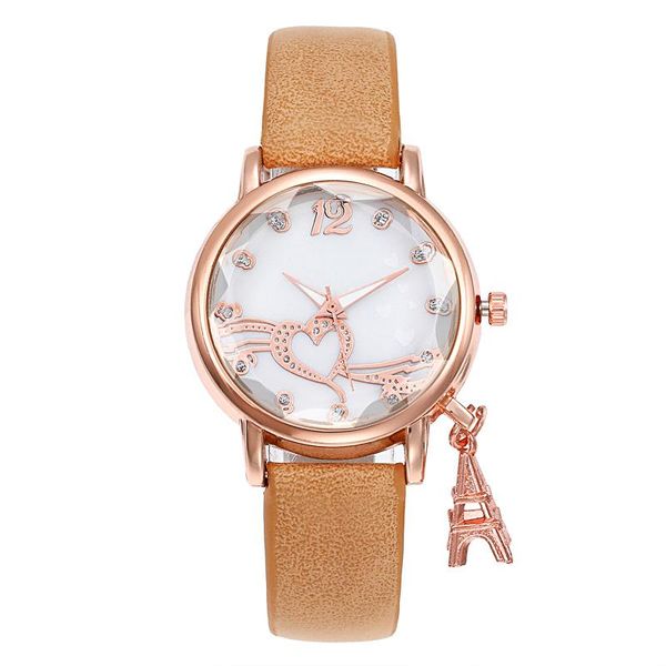 

wristwatches wj-8473 creative women rhinestone watches fashion leather strap ladies quartz watch clock wristwatch montre femme, Slivery;brown