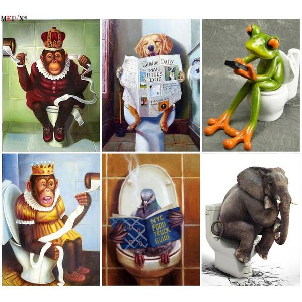 

diamond painting meivn diy cute animals and toilets full square embroidery funny animal rhinestones pictures crafts kit