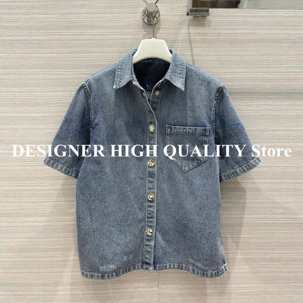 

women's jackets 2021 summer solid color blue turn-down collar short sleeve jeans shirt jacket women single breasted pocket denim coat, Black;brown