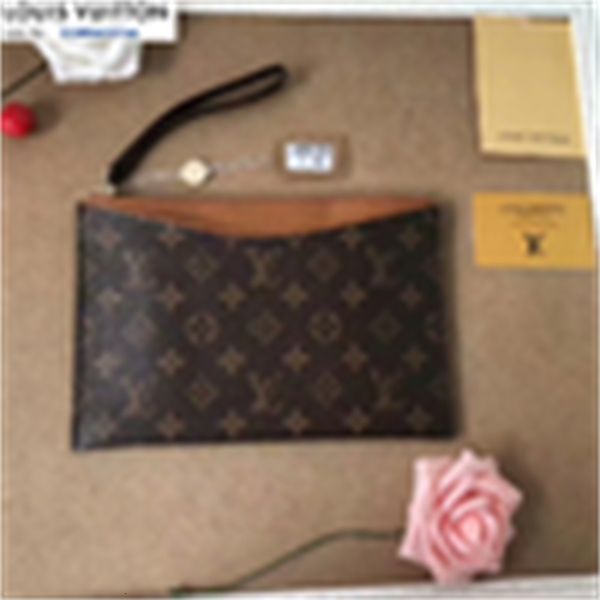 

key brand designer luxury clutches m60910 clutch bag brown evening men real leather long card wallet chain wallets compact purse holders, Red;black