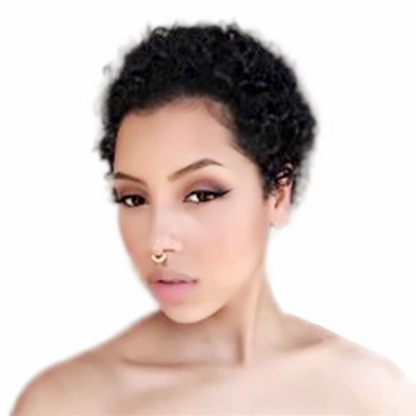 

machine made wigs for black women short human hair afro kinky curly wig with bangs, Black;brown