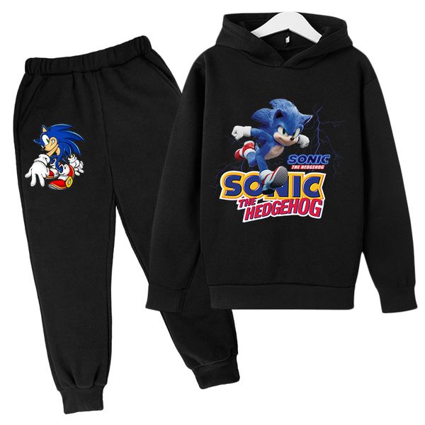 

2021 new sonic hoodie frozen children's cotton suit boy clothing toddler teen girl clothing spring autumn clothing cute set fit, White