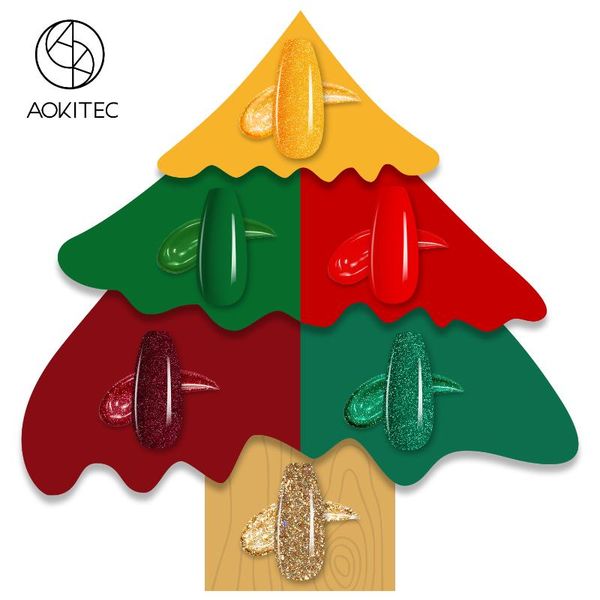 

nail art kits aokitec gel polish kit 6 color 7.5ml set soak off uv led nails christmas tree manicure