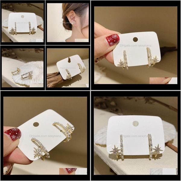 

drop delivery 2021 star earring elegant womens stud earrings engagement wedding jewelry ear studs mj0le, Golden;silver