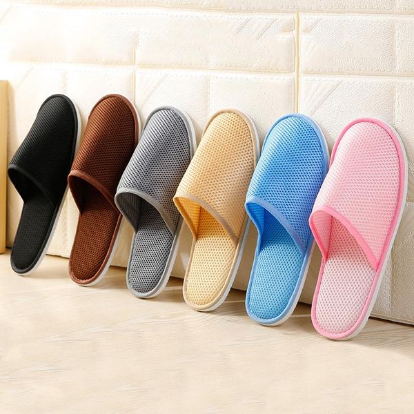 

slippers 2021 simple disposable el travel spa portable home guest indoor cotton fabric men one-off slipper, Black