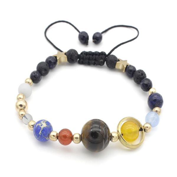 

beaded, strands pine stone tiger eye volcanic molten rock perfume, emitting container nine planets bracelet, Black