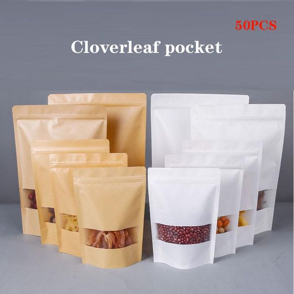 

brown paper bag self-sealing tea thick waterproof sealed snack dried fruit beef jerky storage bags